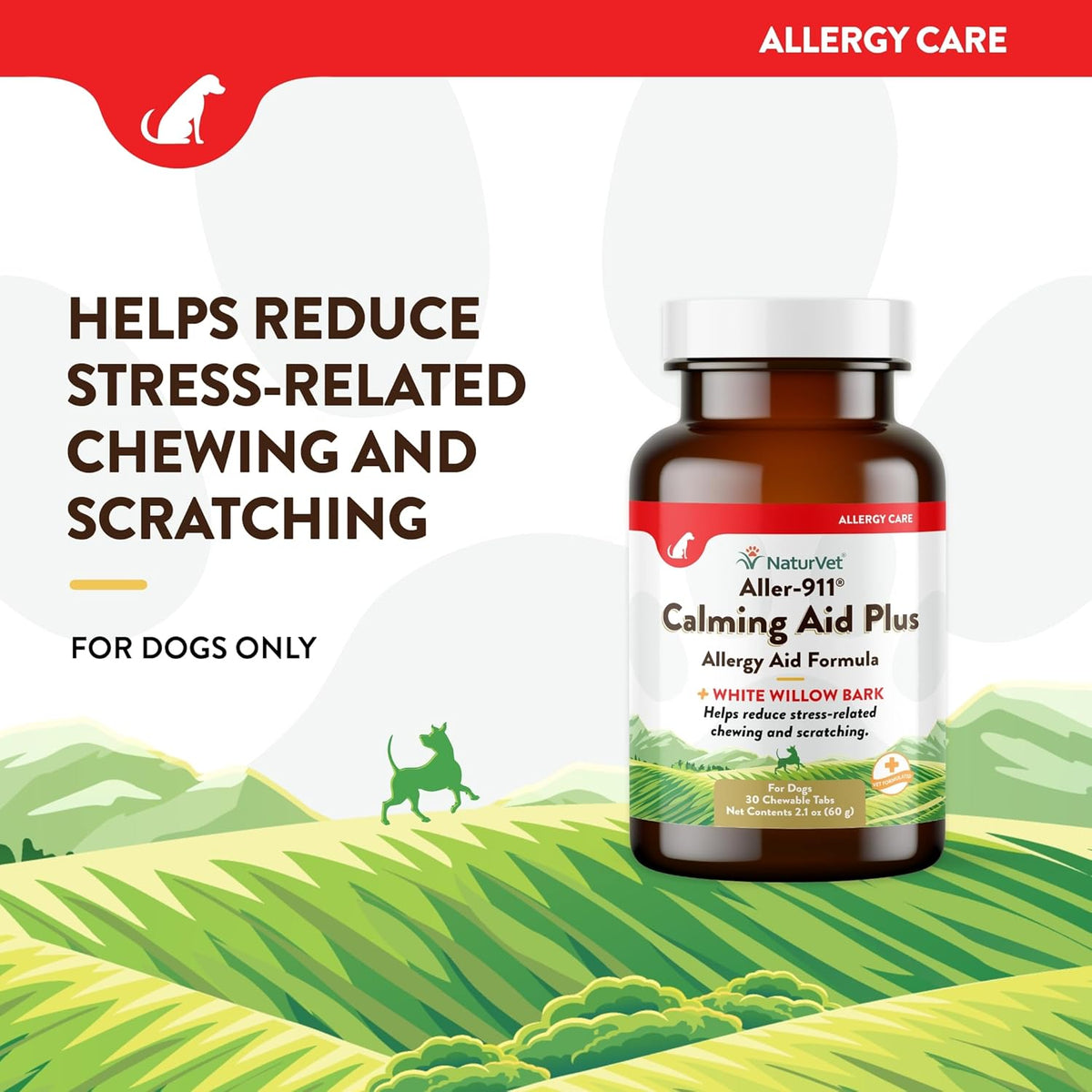 NaturVet Aller-911 Calming Aid & Allergy Aid Dog Supplement – Helps Reduce Stress, Minimize