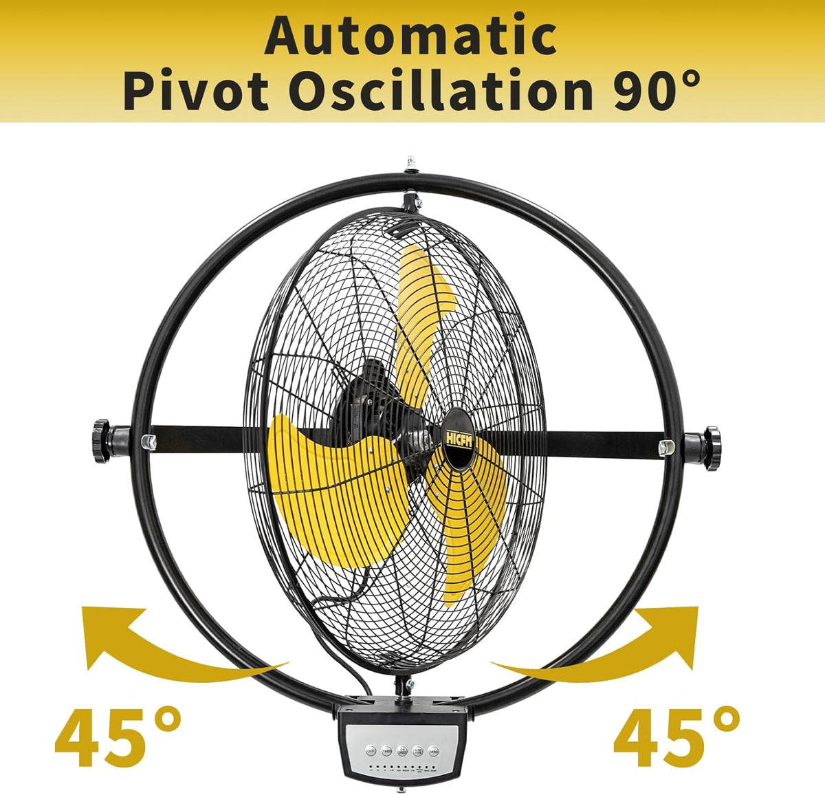 HiCFM 20" Remote Control Wall Mount Fan, 5100 CFM High Velocity 3-Speed Oscillating Wall Fans with