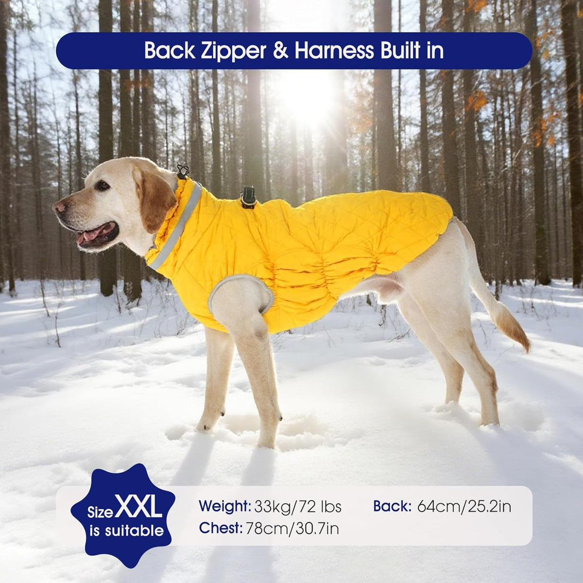 FUAMEY Dog Coat for Small Dogs,Waterproof Dog Winter Jacket with Harness Built in Puppy Cold