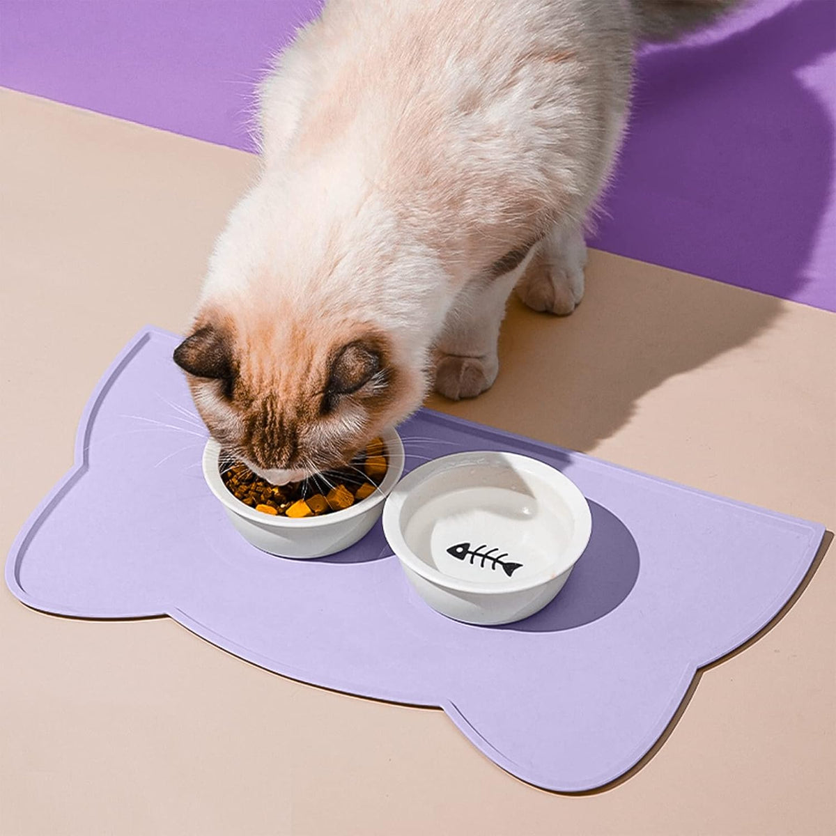 Cat Food Mat, Silicone Pet Feeding Mat for Floor Non-Slip Waterproof Dog Water Bowl Tray Cushion