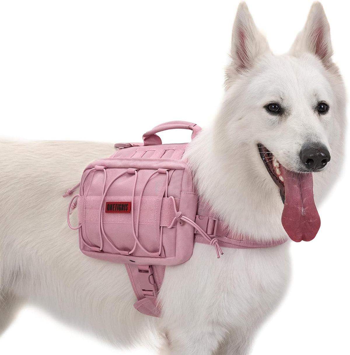 ONETIGRIS Dog Backpack for Medium & Large Dogs, Mammoth Nylon Dog Pack Tactical Backpack Harness