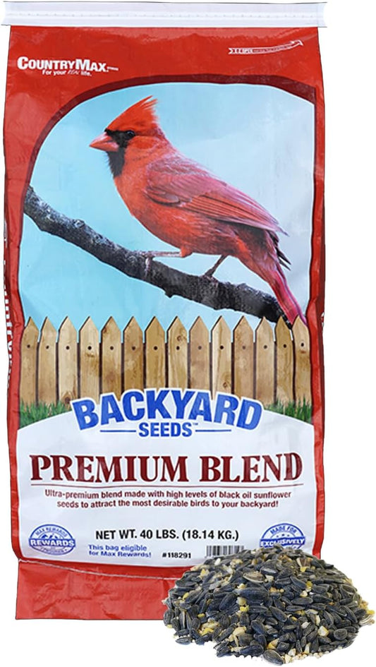 CountryMax Backyard Seeds Premium Bird Seed 40 lb – Supreme Wild Bird Food Blend for Outdoor