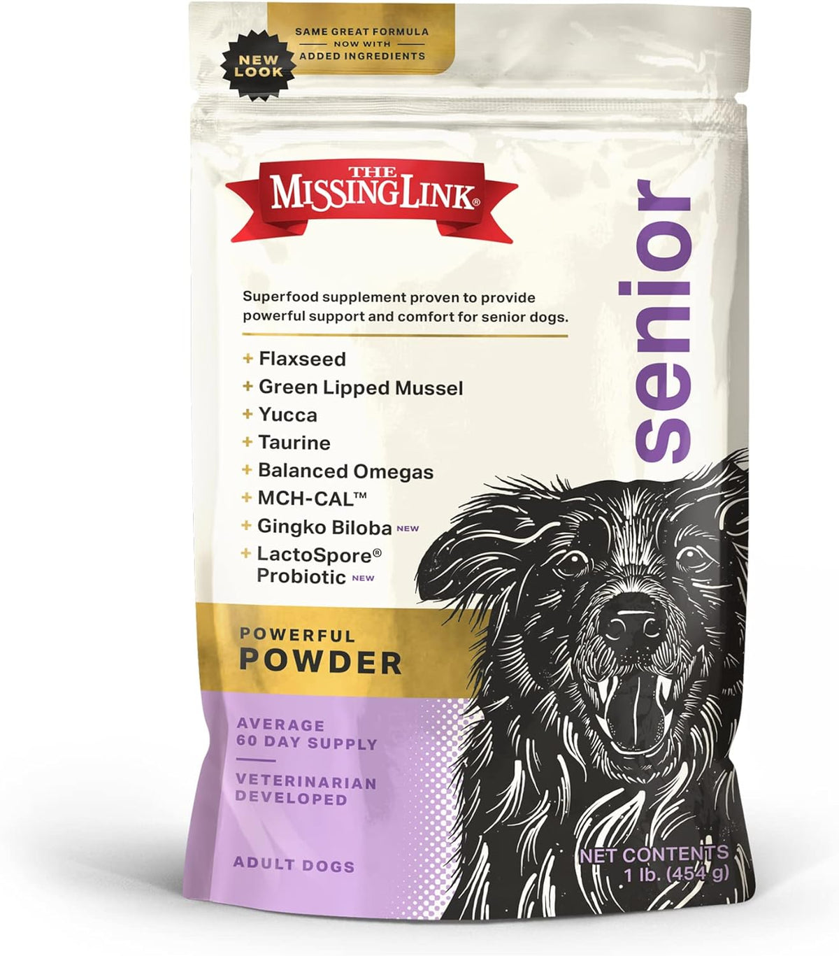 The Missing Link Senior Dog Supplement 1lb Bag - Powerful Powder Supports Bones, Joints, Skin