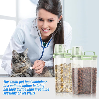 TBMax Small Dog Cat Food Storage Containers 2 Pack, Travel-Friendly Pet Food Container with Spout &