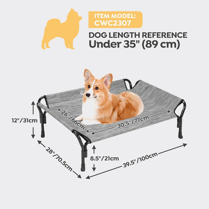 Veehoo Cooling Elevated Dog Bed, Raised Pet Cot with Guardrail & Slope Headrest, Durable Breathable