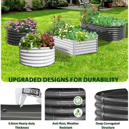 A ANLEOLIFE 8X4X1.5 ft Galvanized Raised Garden Beds Outdoor, Oval Large Metal Planter Box for