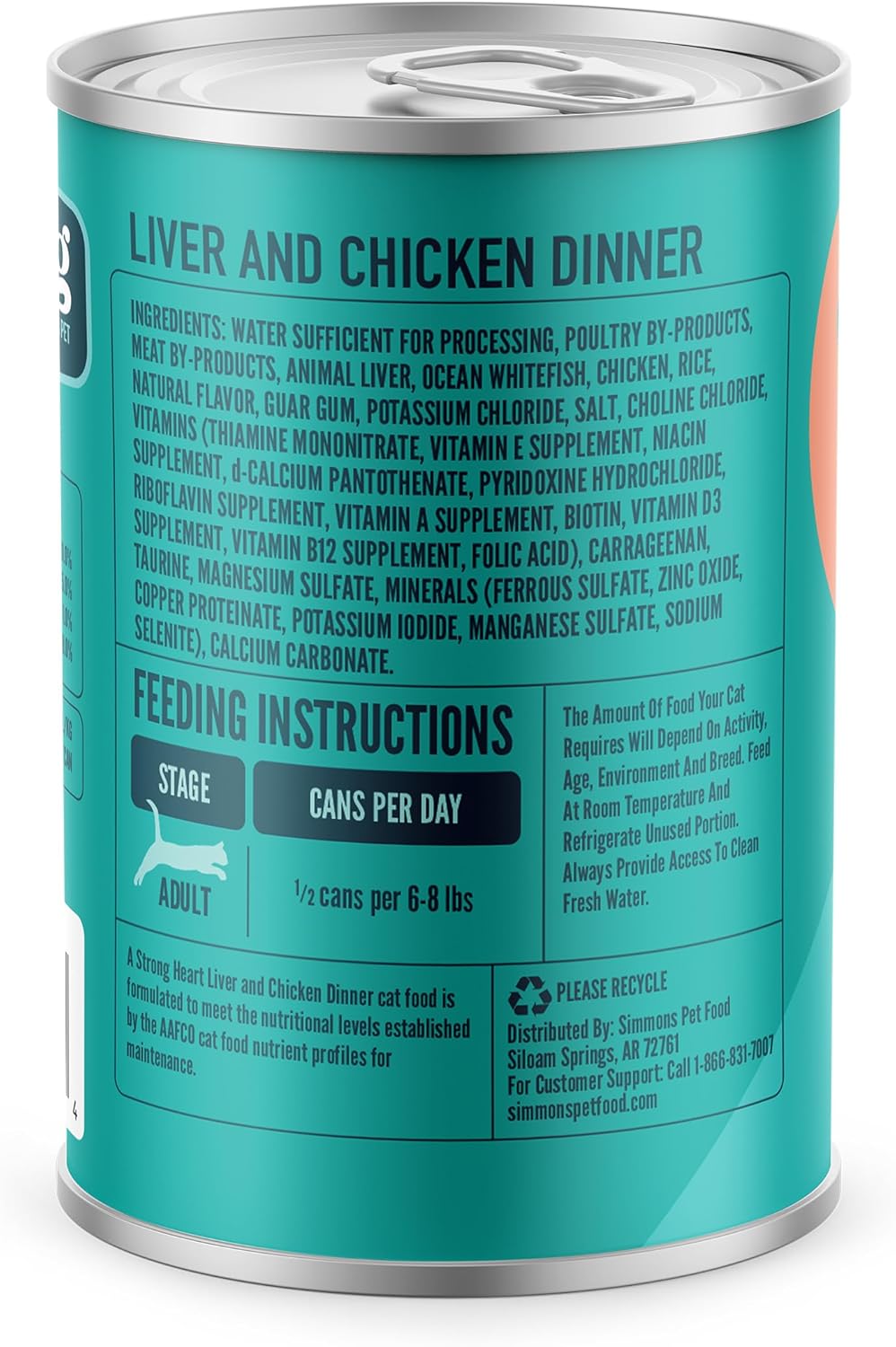 A Strong Heart Canned Wet Cat Food, Liver & Chicken Dinner - 13.2 oz Cans (Pack of 12), Made in The