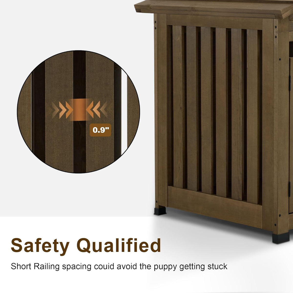 MCombo Wooden Dog House Furniture, Solid Wood Pet Kennel Indoor for Small/Medium Dogs, JD54 (Brwon