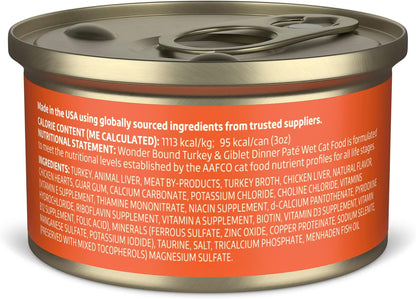 Amazon Brand - Wonder Bound Canned Wet Cat Food (Turkey & Giblet Dinner Paté), No Artificial