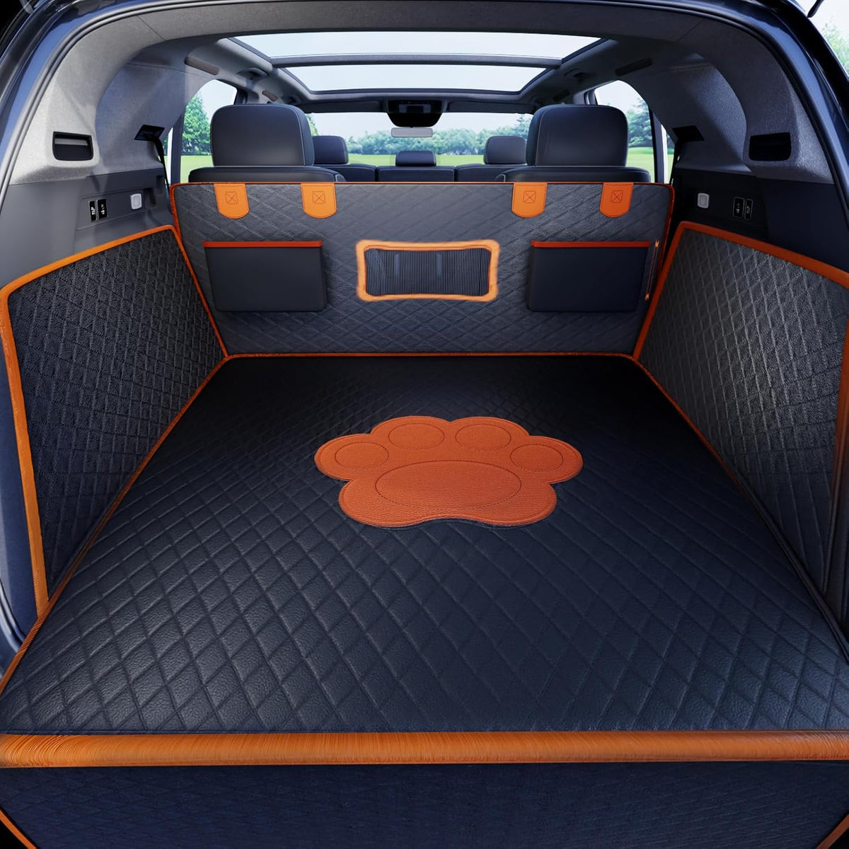 SUV Cargo Liner for Dogs, PU Leather Waterproof Pet Trunk Cargo Cover Dog Seat Mat for SUVs Sedans