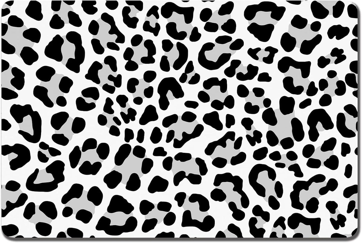 Rnivvi Dog Food Mat, 16" x 24" Leopard Absorbent Dog Cat Bowl Mat for Food and Water, Cute
