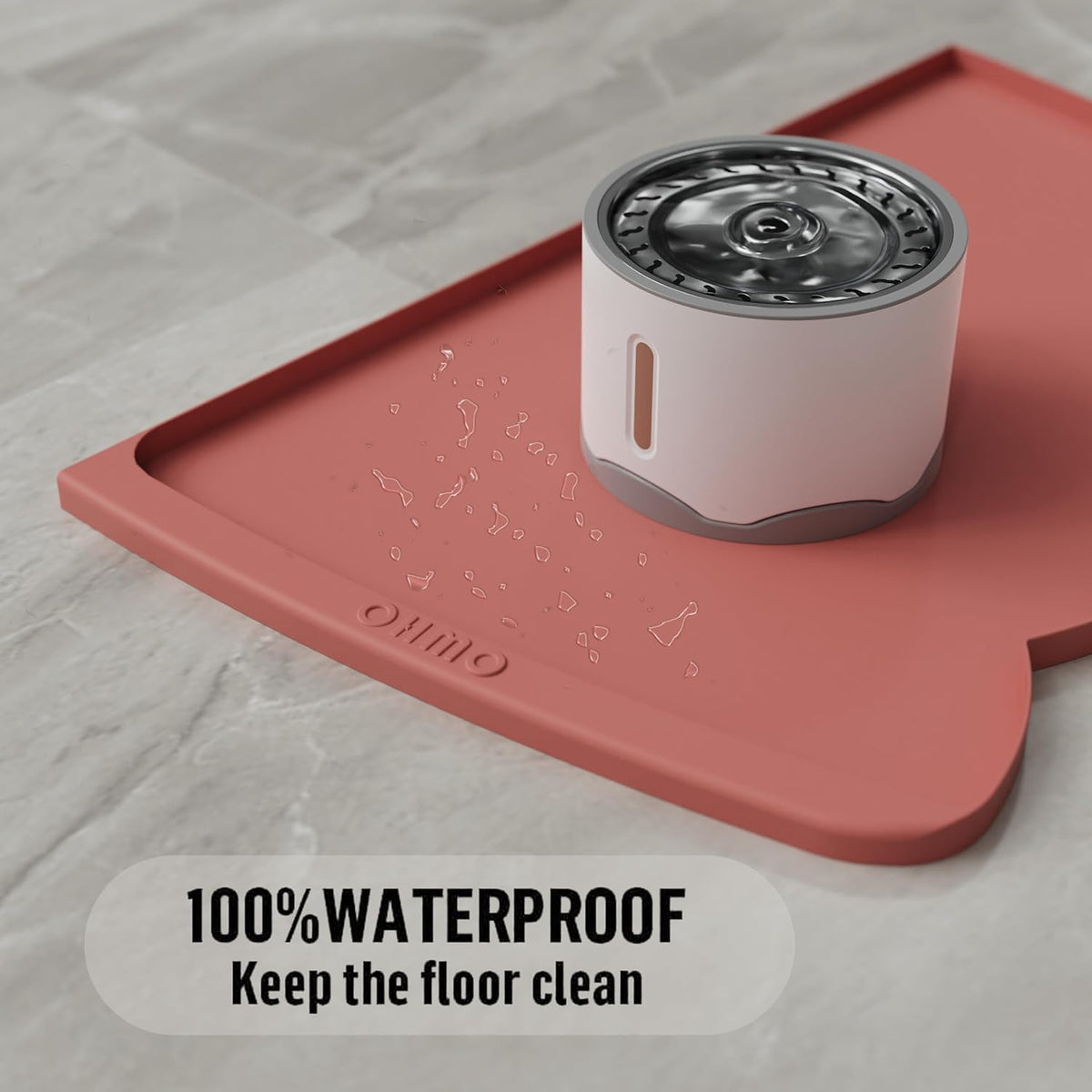 OHMO Dog Food Mat(Erythrinus, 24 * 15'') w/Residue Collection Pocket Silicone Pet Feeding Mat for