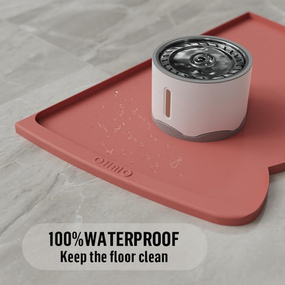 OHMO Dog Food Mat(Erythrinus, 24 * 15'') w/Residue Collection Pocket Silicone Pet Feeding Mat for