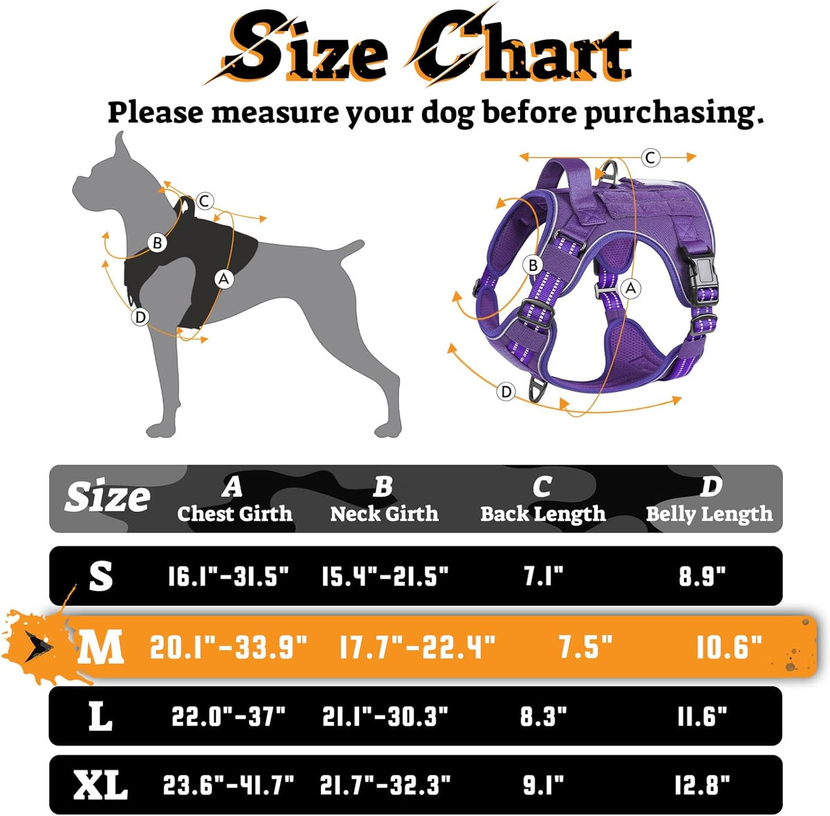 rabbitgoo Dog Harness Medium Sized No Pull, Tactical Service Pet Vest with Molle and Control