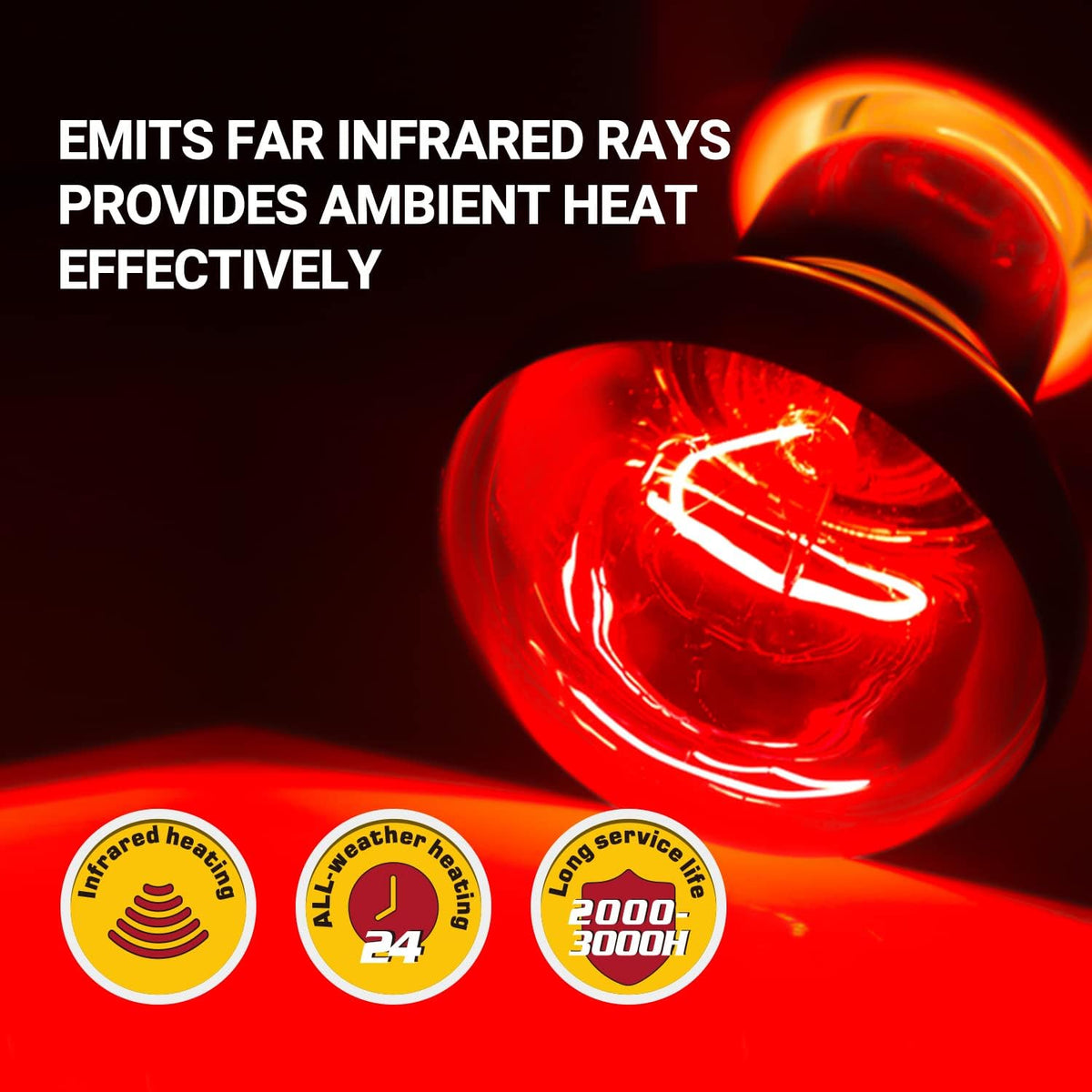 REPTI ZOO 75W Reptile Heat Lamp Bulb 2PCS Infrared Heat Emitter Red Heat Lamp for Reptile