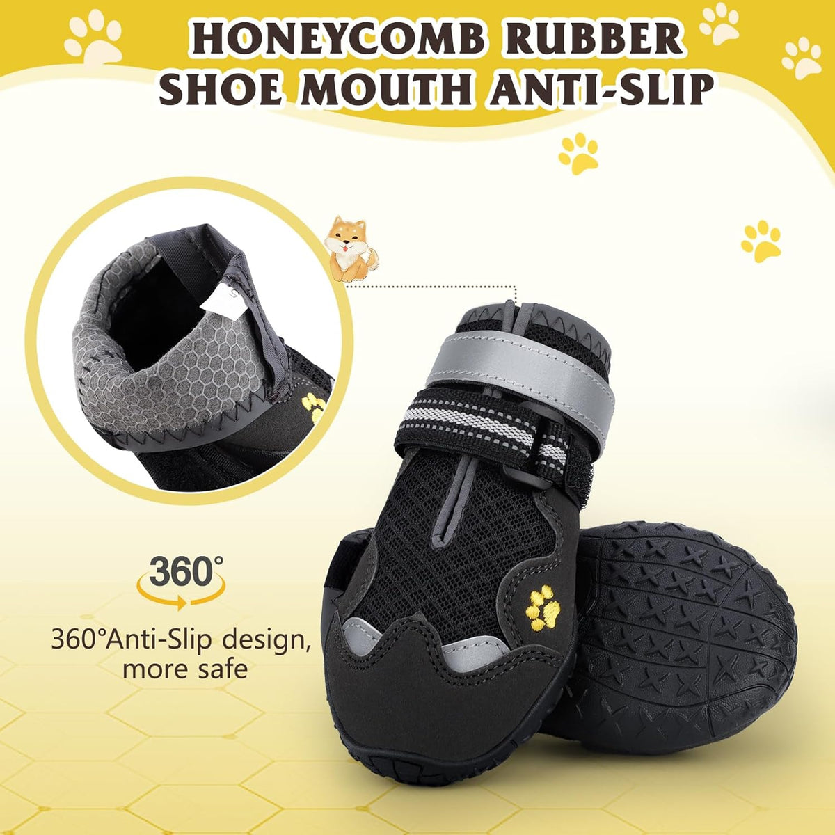 Dog Shoes for Large Medium Small Dog, Mesh Breathable Dog Shoes for Hot Pavement, Anti-Slip Dogs