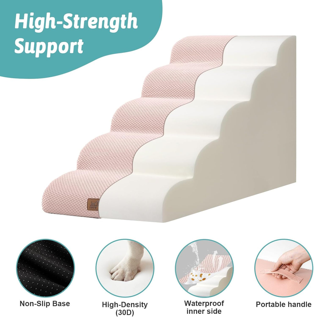 Wide Dog Stairs 19.7" Width, Pet Step for Small/Medium/Large Dog, Puppy or Cat, Pet Ramp for High