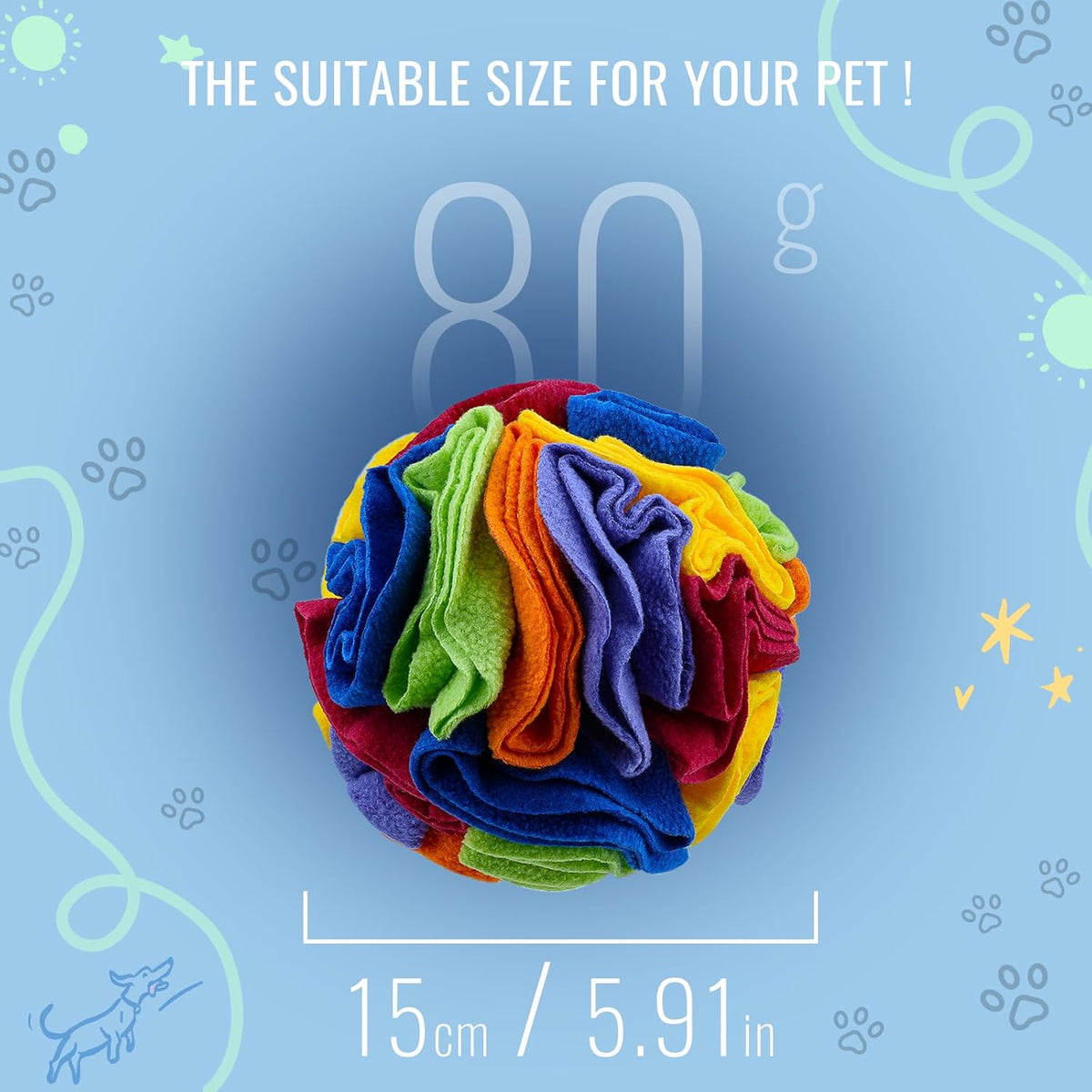 Pet Snuffle Ball, Puzzle Sniffing Interactive Dog Ball for Blind Dogs Training Stress Relief Dog