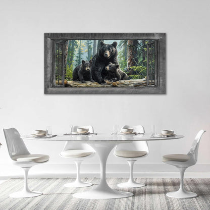 Large Wall Art Black Bear Canvas Cabin Living Room Pictures Prints Forest Oversize Wall Decor