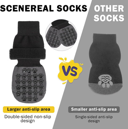 SCENEREAL Dog Socks to Prevent Licking Paws for Hardwood Floors Anti Slip, Dog Grippy Socks Shoes