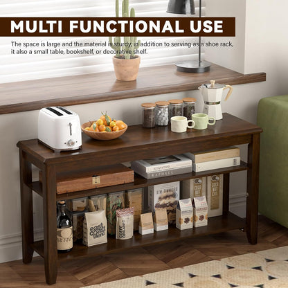 Shoe Bench Storage Rubberwood, Entryway Bench with 3-Tiers Height Adjustable, Shoe Rack Front Door