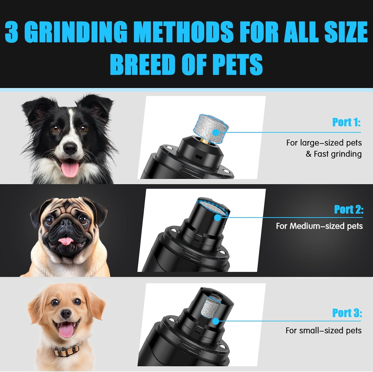 VIWIK Dog Nail Grinder, Dog Nail Trimmers for Large Medium Small Dogs & Cats, Super Quiet Electric