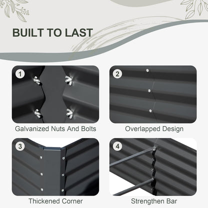 Domi Galvanized Raised Garden Bed, 8x4x1Ft Thickening Metal Planter Box for Vegetables Bottomless