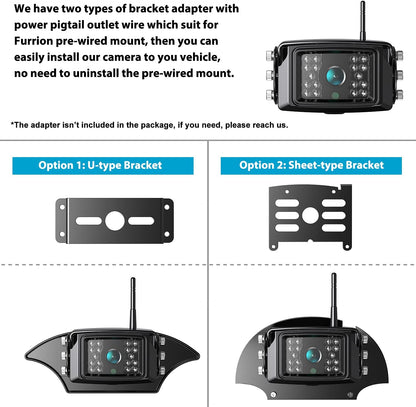 Fookoo 1080P 9" Wireless Backup Camera System, 9" HD Dual/Quad Split Monitor with Recording, IP69