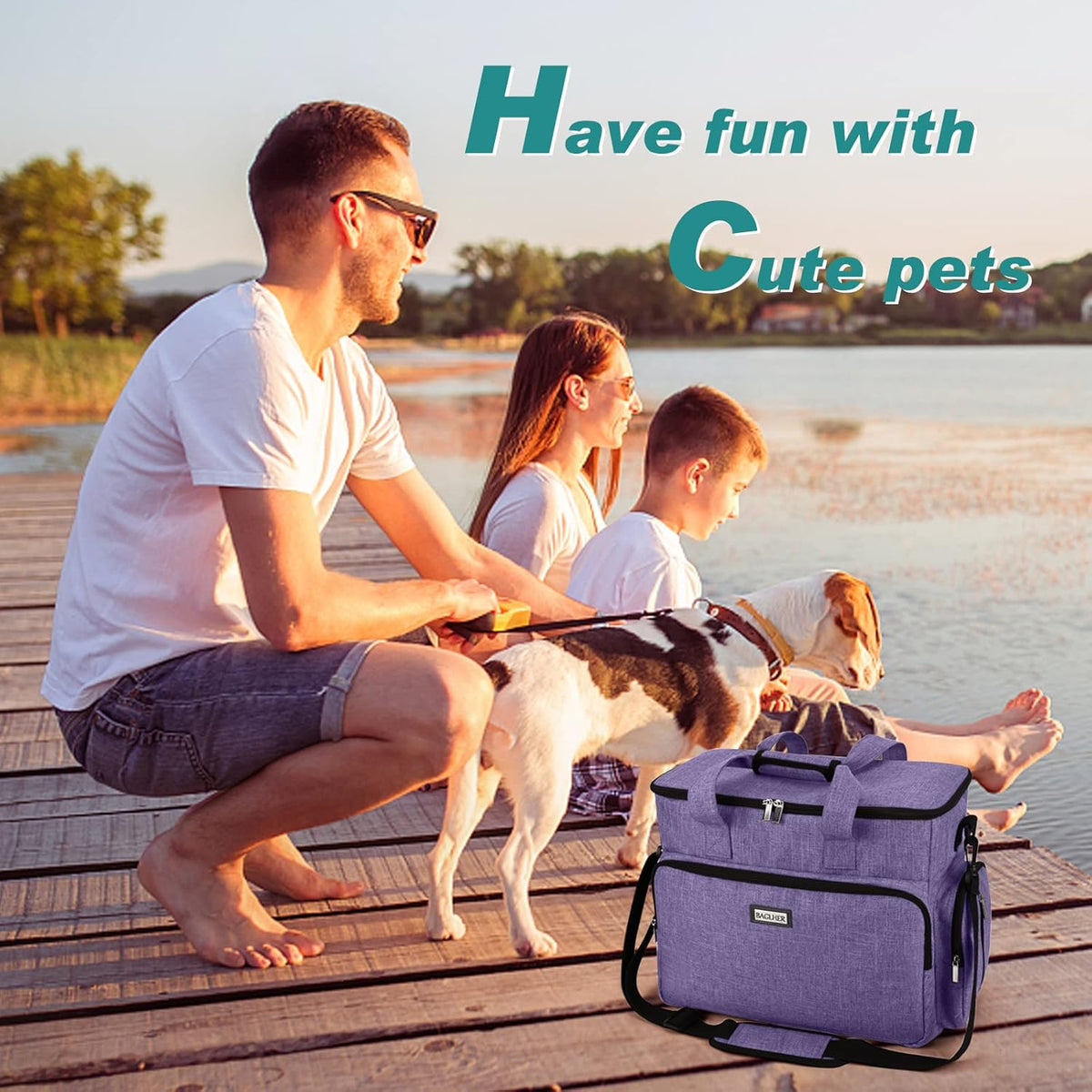 BAGLHER Dog Travel Bag, Airline Approved Pet Tote Organizer with Multi-Function Pockets, 2 X Food