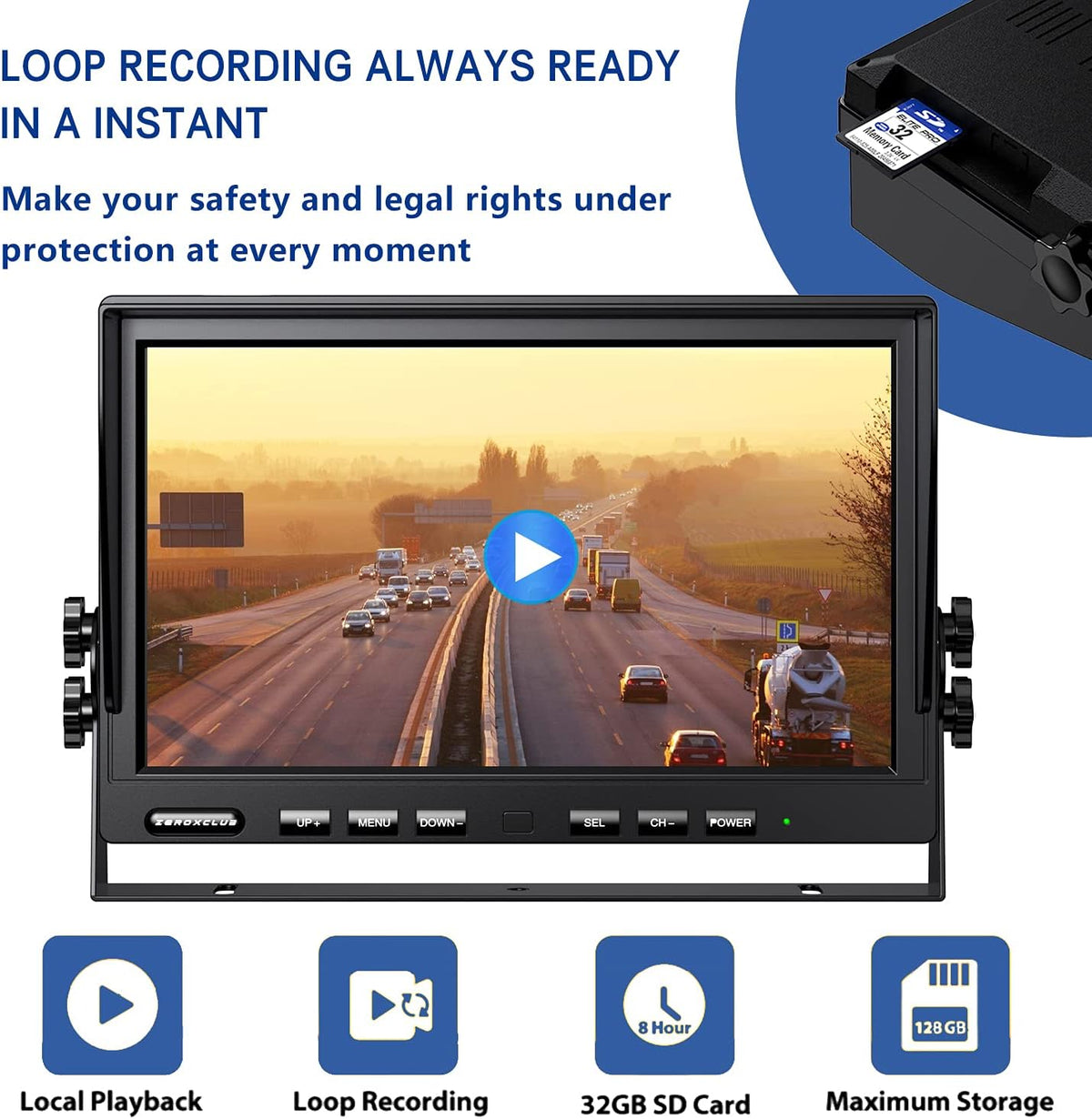 1080P Wireless Backup Camera System for RV Trailer Truck Camper,10 Inch DVR Monitor w/Recording IR