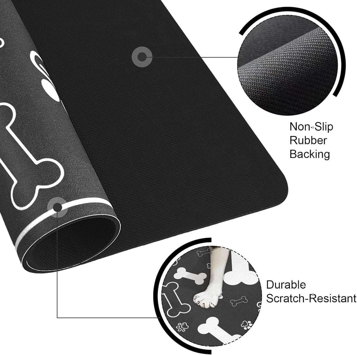 Pet Feeding Mat,Rapid Absorbent Mats for Dog Cat Food, Dog Placemat Water Bowl Mat with Rubber