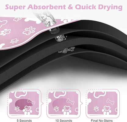 Dog Cat Mat for Food and Water,Rapid Absorbent Pet Feeding Mat, Bone Shaped Dog Placemat Bowl Mat