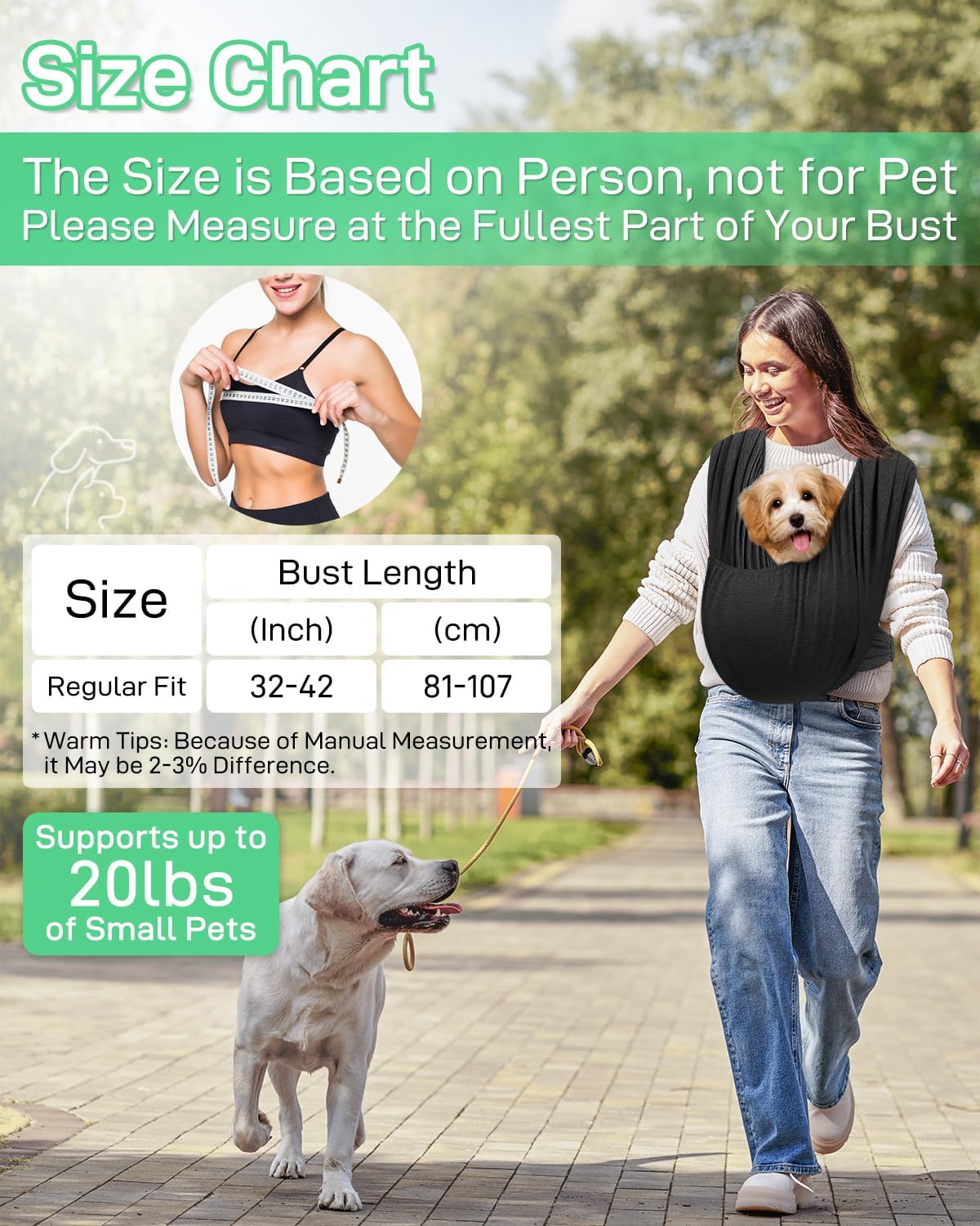 Dog Sling Swaddle Carrier Small Dog Cat Front Facing Carrier for Chest, Hands Free Puppy Carrying