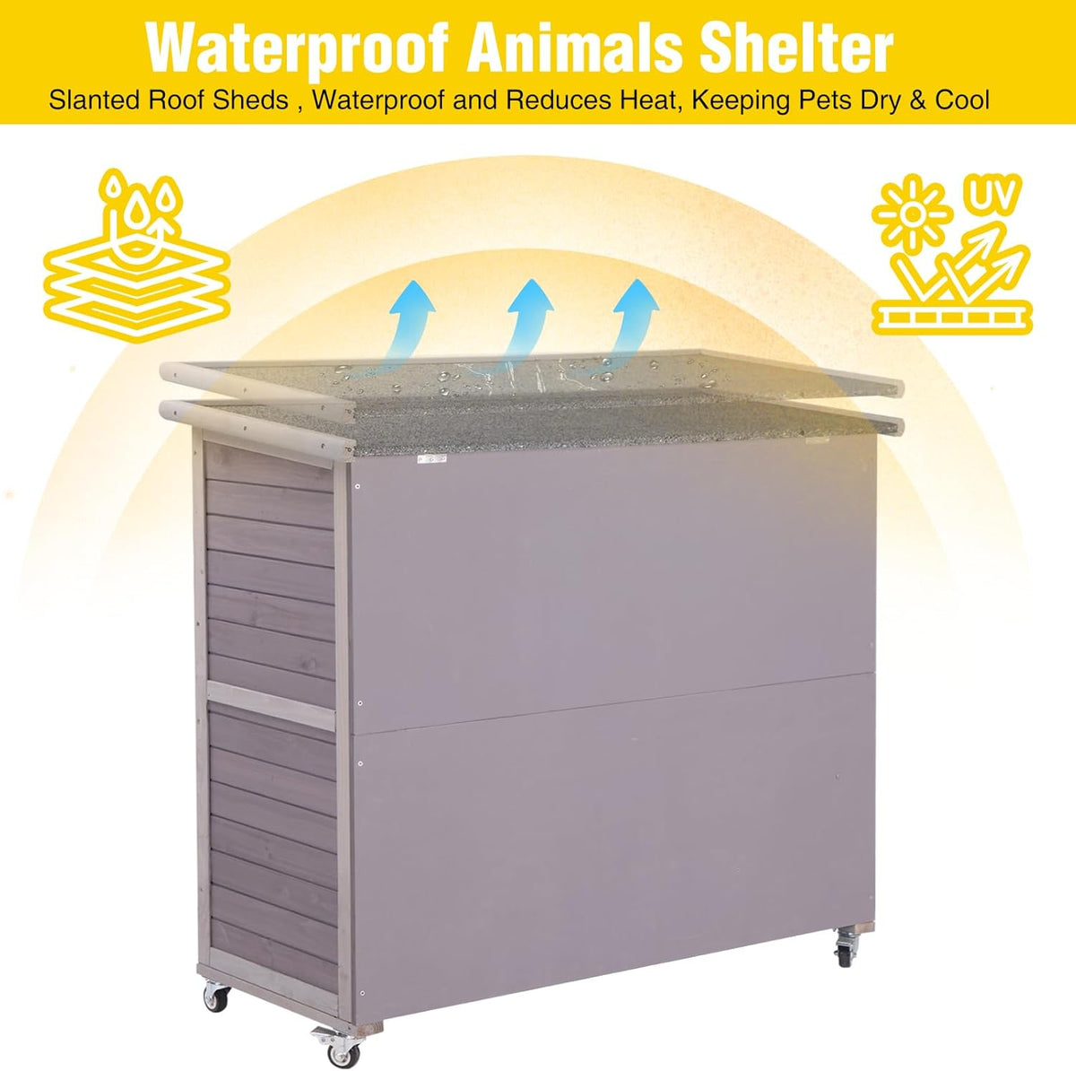 Aivituvin Rabbit Hutch Indoor, Bunny Cage with Wheels, 2-Story Design, 2 Deep Trays, Anti Slip