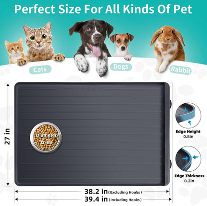 Dog Mat for Food and Water - 39.4" x 27" Large Pet Feeding Mats with Residue Collection Pocket
