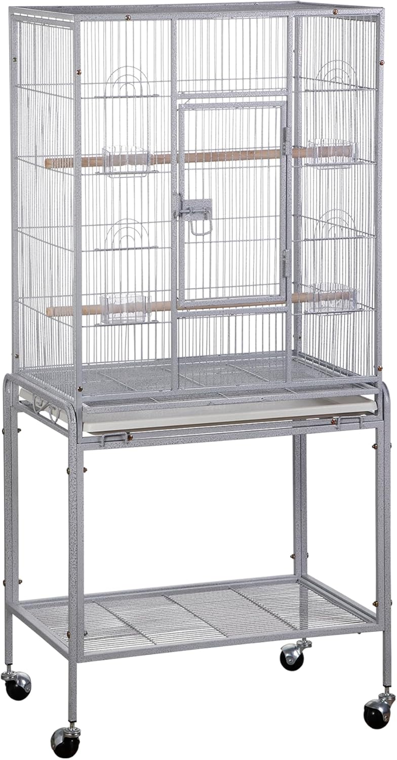 ZENY 53-Inch Bird Flight Cage, Wrought Iron Standing Large with Rolling Stand for Cockatiels Pet