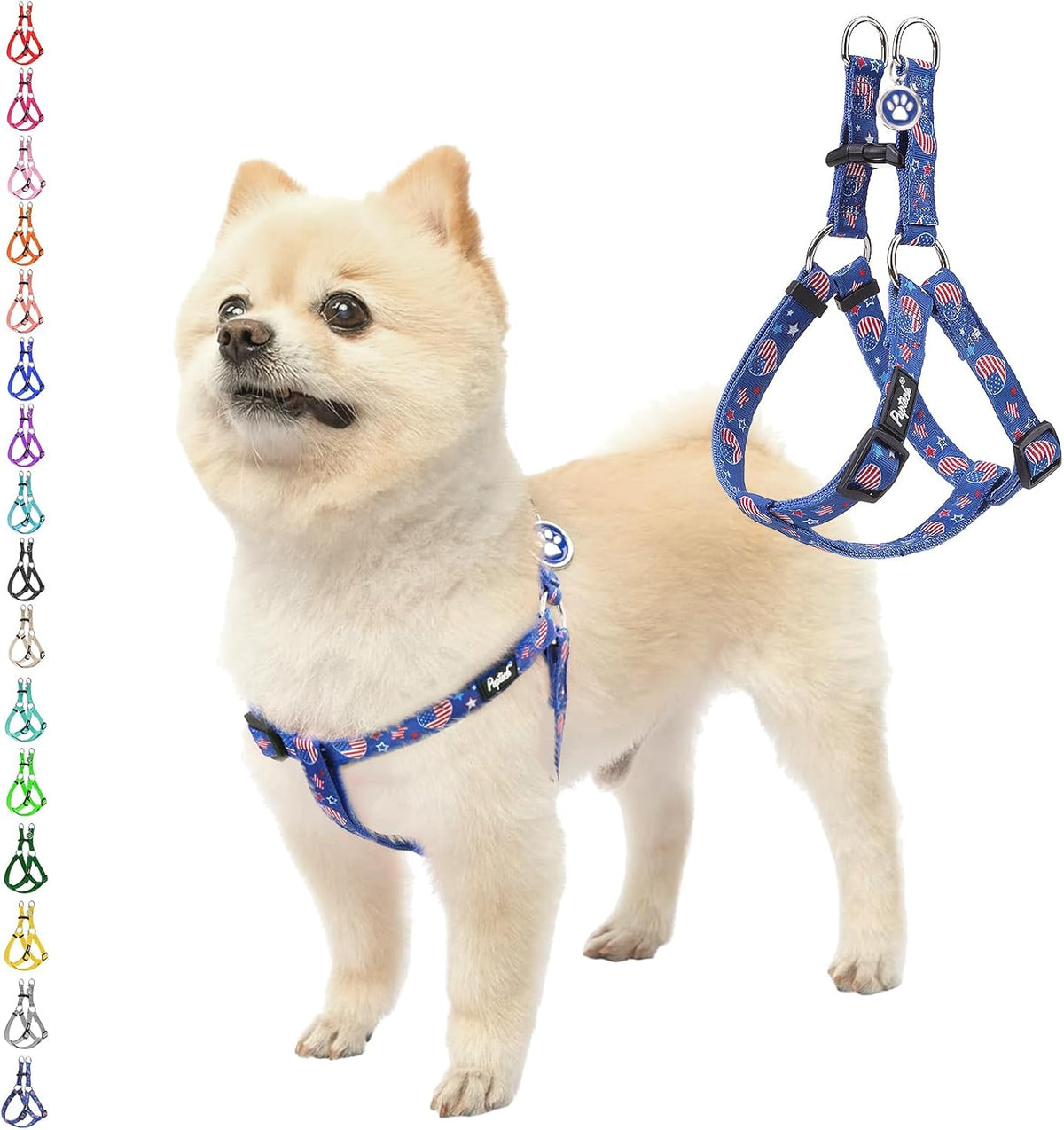 PUPTECK No Pull Dog Harness Soft Adjustable Basic Nylon Step in Puppy Vest Outdoor Walking with ID