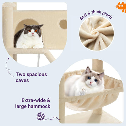 Allewie 81 Inches Tall Cat Tree/Multi-Level Large Climbing Tree House and Towers for Big