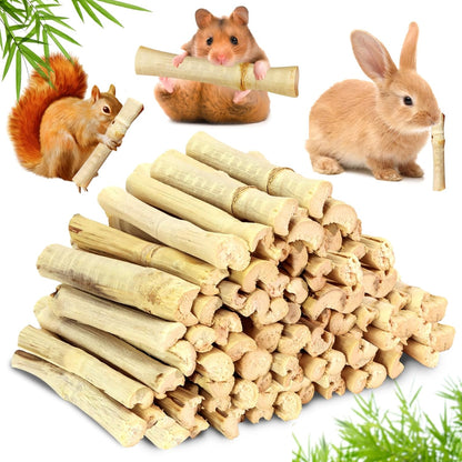 2lb Natural Sweet Bamboo Chew Toys for Small Pets - Organic Molar Sticks with Xylose & Vitamins for