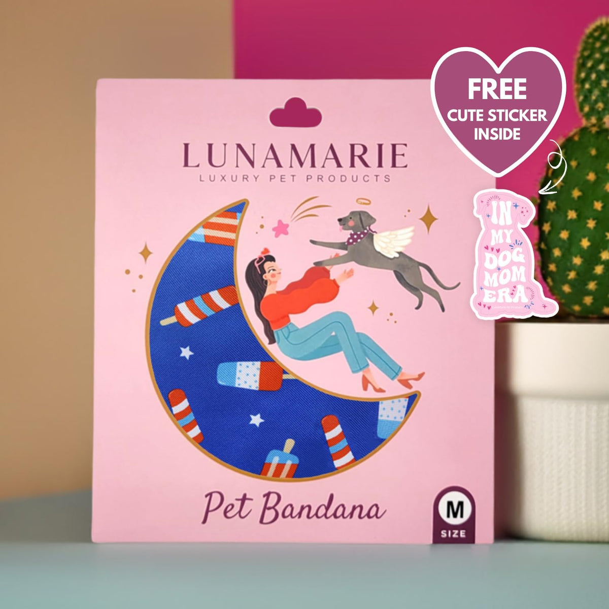 LunaMarie - Luxury Pet Birthday Bandanas -Premium & Silky Poly Fabric | 100% Handmade | Custom