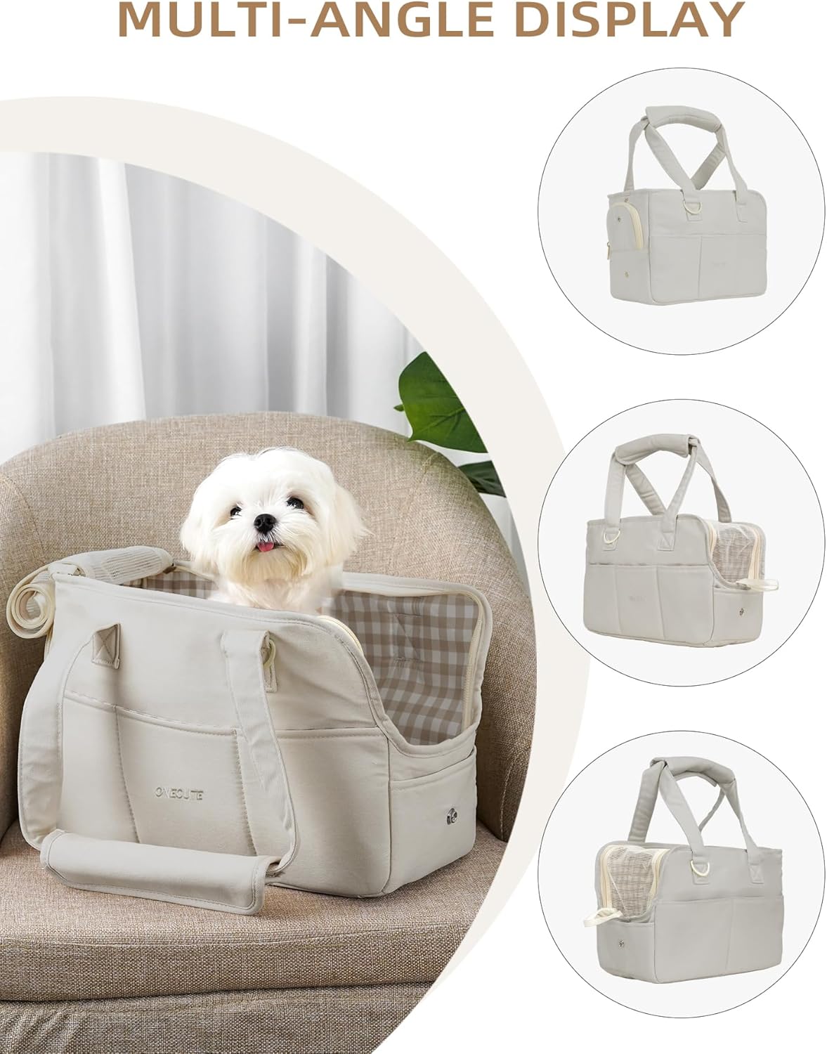 Dog Purse Carrier for Small Dogs Rabbit cat with Large Pockets, Cotton Bag, Dog Carrier Soft Sided