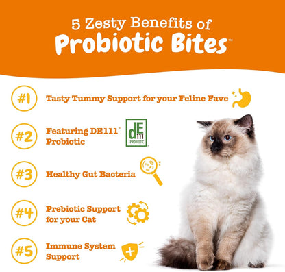 Zesty Paws Probiotic Bites for Cats - Gut Flora & Immune System Support - Cat Supplement with DE111