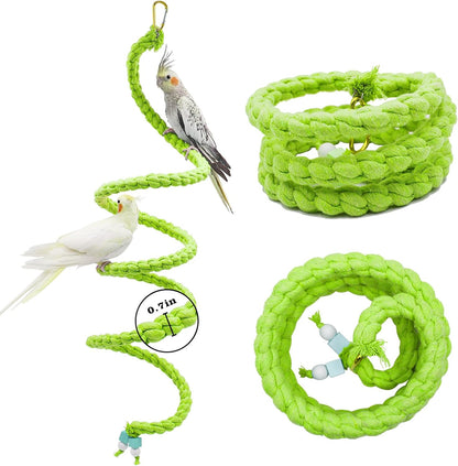 Dnoifne 59 Inches Bird Spiral Rope Perch, Bird Rope Swing Perch, Bird Cage Stand Pole Accessories