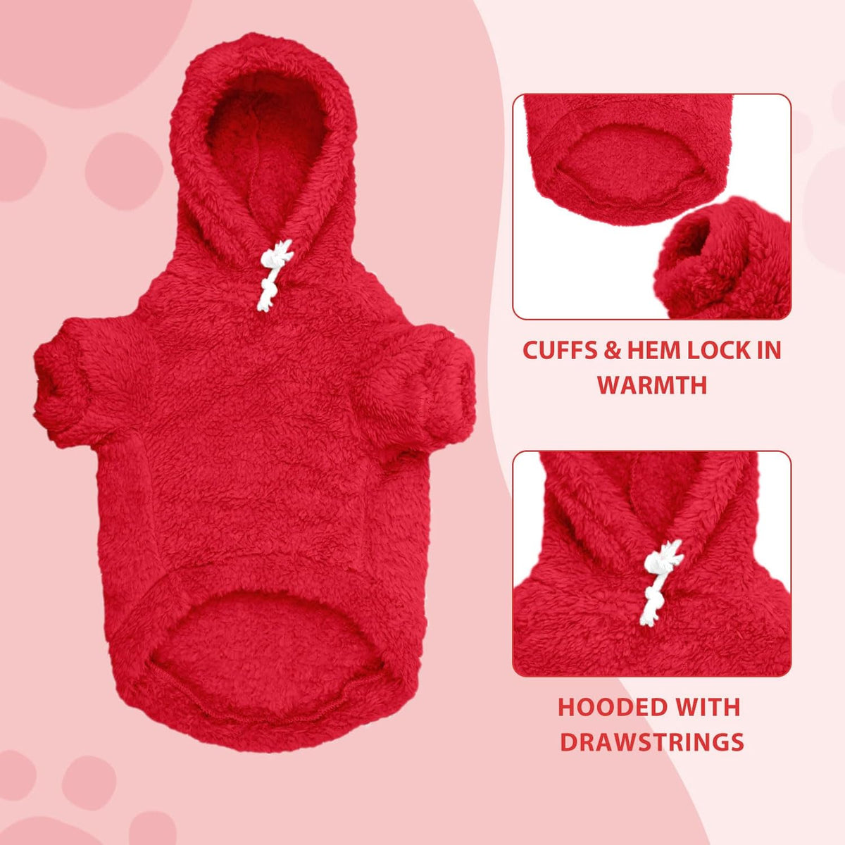 Fuzzy Dog Sweaters for Large Dogs Pet Hoodie Clothes Warm Soft Pet Coats Hooded Sweatshirt Dog