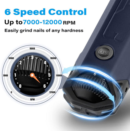 Casfuy 6-Speed Dog Nail Grinder - Newest Enhanced Pet Nail Grinder Super Quiet Rechargeable