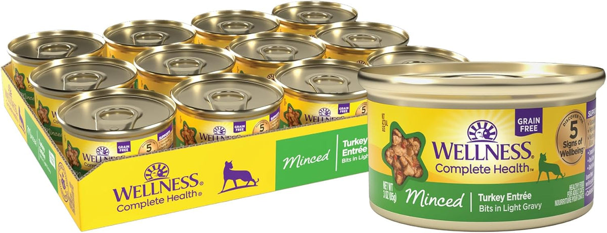 Wellness Complete Health Minced Adult Wet Cat Food, Natural, Protein-Rich, Grain Free, 3 Ounce, 24