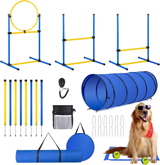 Dog Agility Course Backyard Set，Dog Agility Equipment, Dog Obstacle Course Backyard With 2-Set