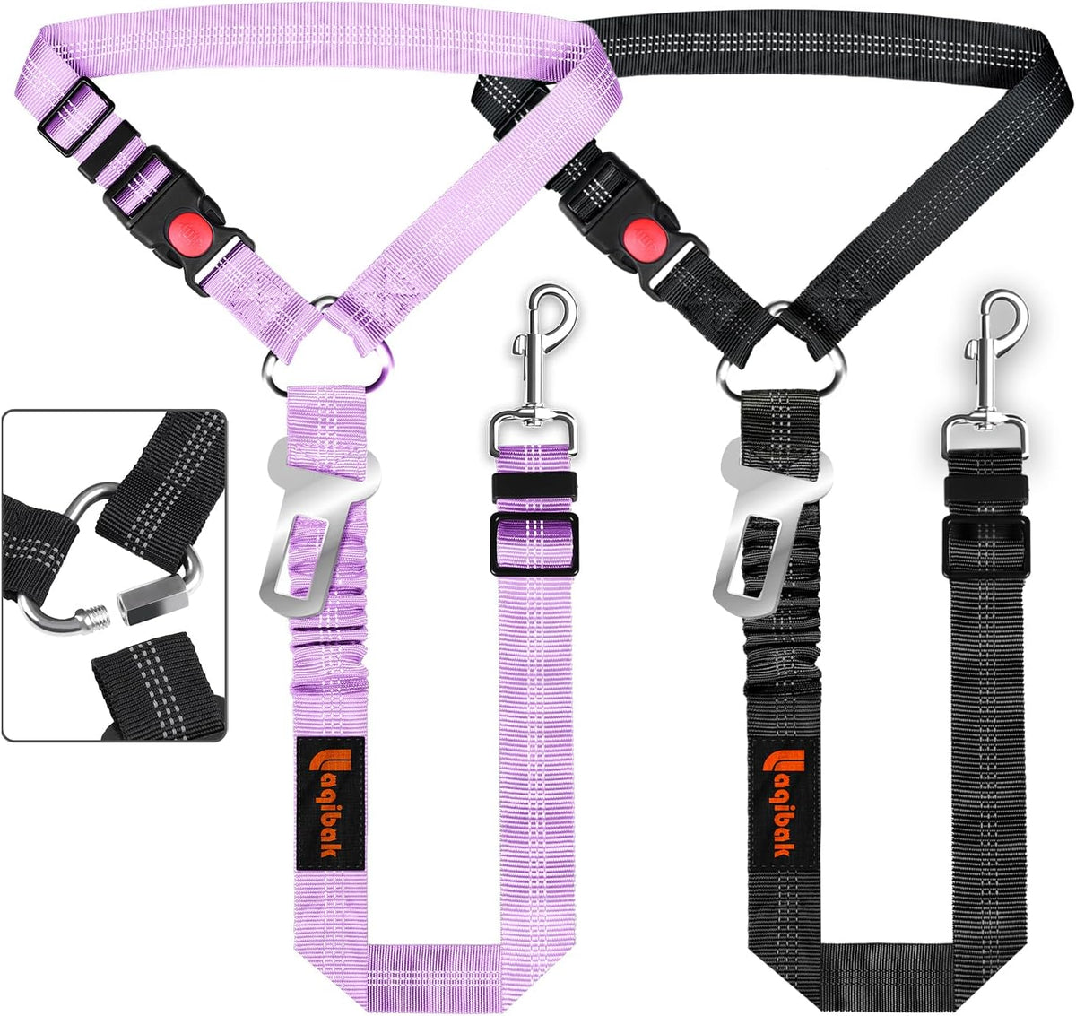 Removable Dog Seat Belt Harness for Car, 3 in 1 Pet Dog Car Seatbelt Leash, Retractable Restraint