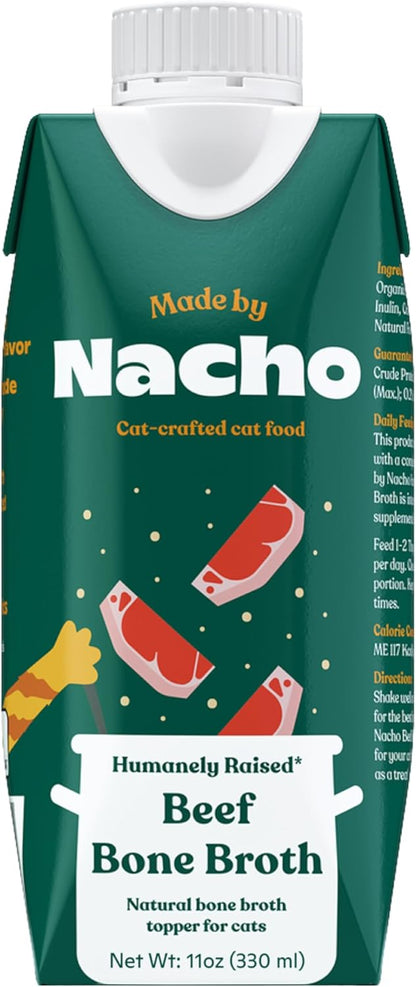 Made by Nacho Bone Broth Cat Food Topper for Hydration and Picky Eaters - Add Protein and Flavor to