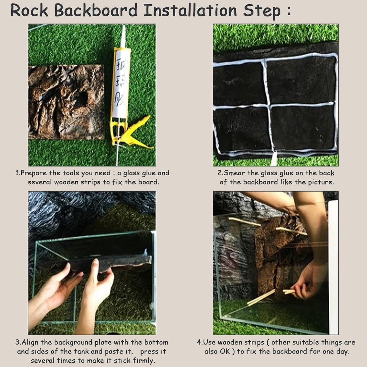 Tfwadmx Rock Terrarium Background 3D Reptile Tank Background Board Amphibian Stereo Backdrop Wall